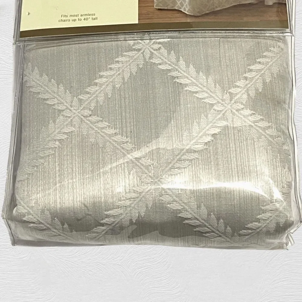 Lenox Dining Room Chair Cover Platinum Laurel Leaf Damask 40” Replacement New